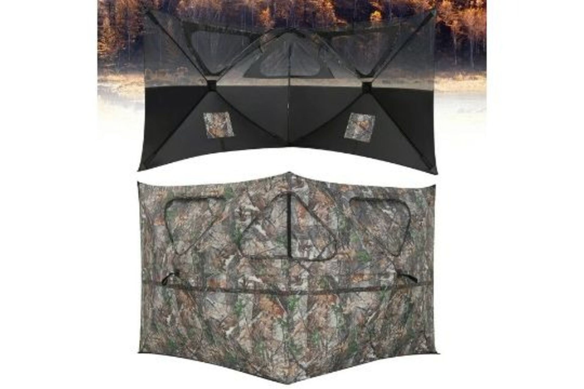 Luxury Turkey Hunting Ground Blind 2-Panel Pop Up Fence with 3 Shoot Through Ports. -ER24