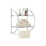 Luxury Wall Mounted Towel Rack, 2 Tiers Curved Display Organiser Shelving Unit, Home Kitchen