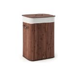 LAUNDRY HAMPER WITH LID AND HANDLES-RUSTIC BROWN. - ER24