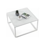 Modern Square Leisure Coffee Table Sofa Side End Table with Faux Marble Tabletop. - ER24