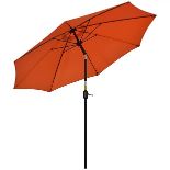 Outsunny 2.6m Patio Umbrella Outdoor Sunshade Canopy w/ Tilt And Crank Orange - ER47