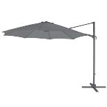 GoodHome Mallorca 3.46m Steel Grey Overhanging Parasol - ER48