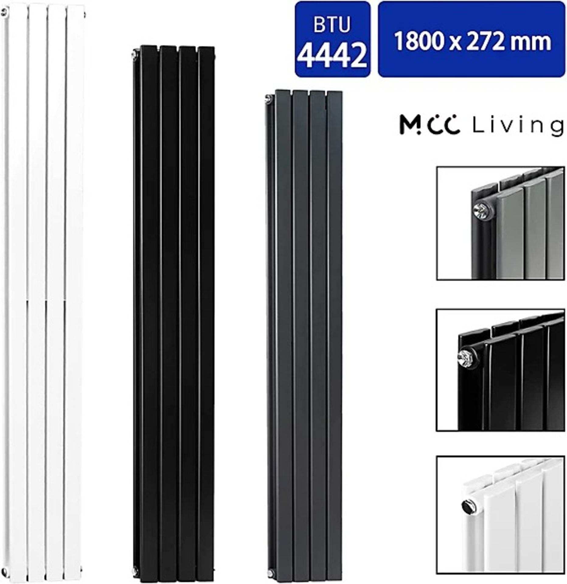 Mcc Direct - 1800 x 272mm Double Designer Flat Panel Central Heating Radiator - ER45