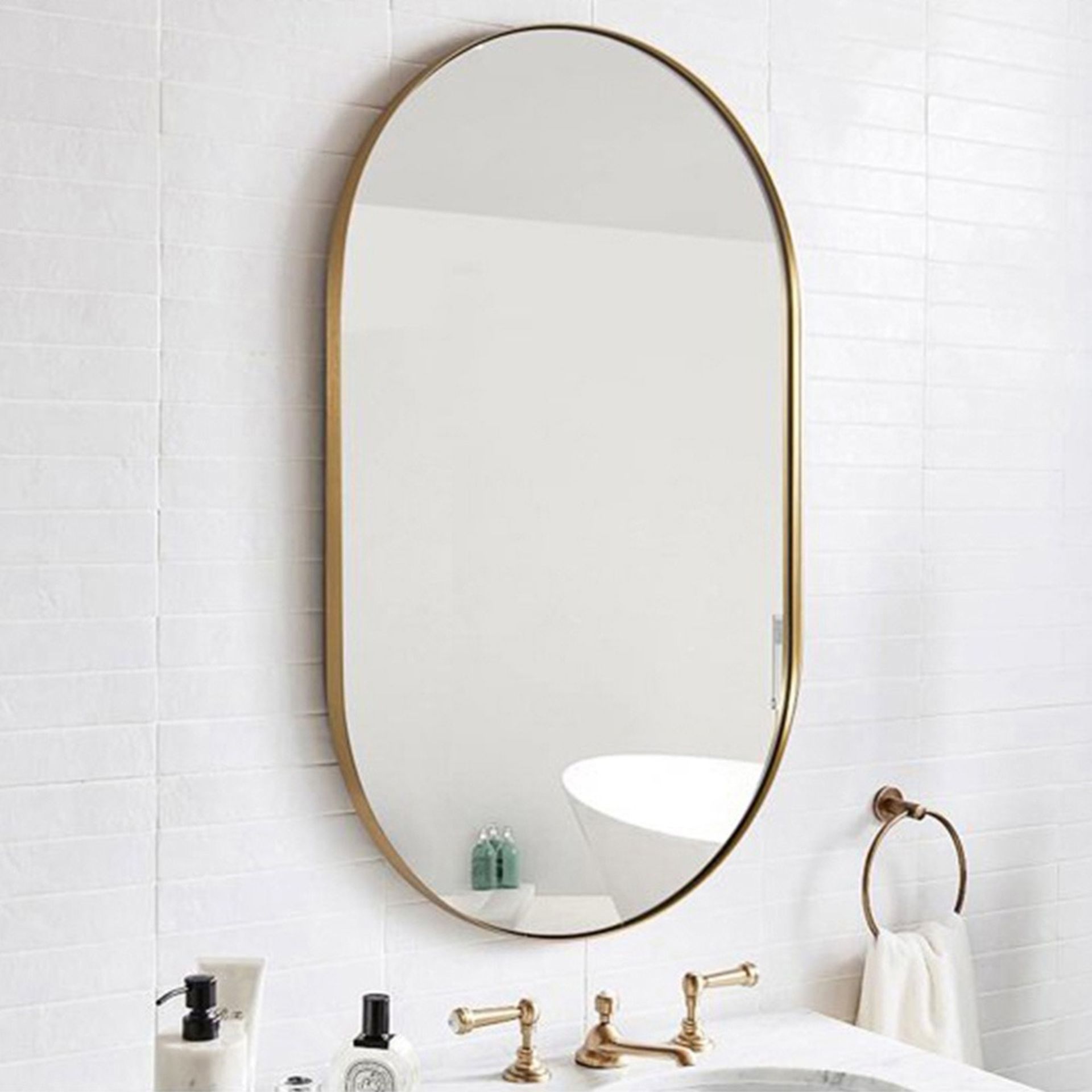 Living And Home Oval Wall Mount Vanity Mirror 40 x 70cm - ER47