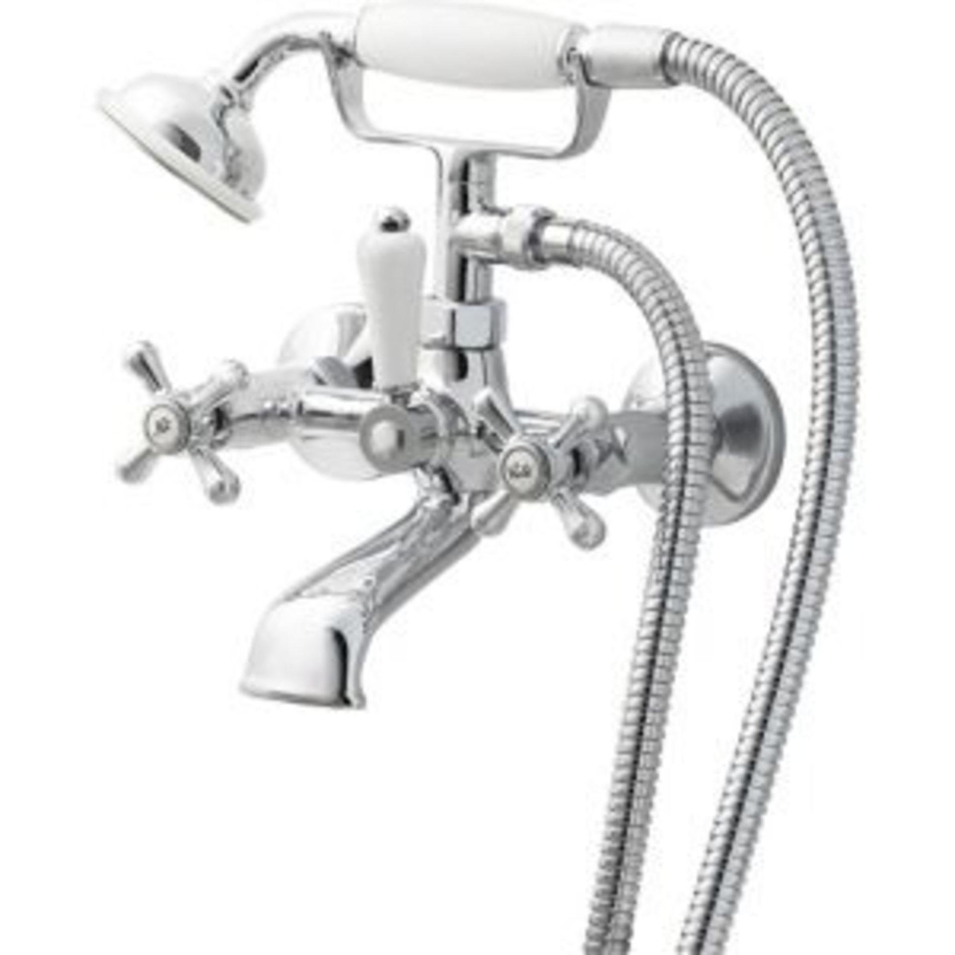 GoodHome Etel Chrome Traditional Double Bath Pillar Tap - ER44