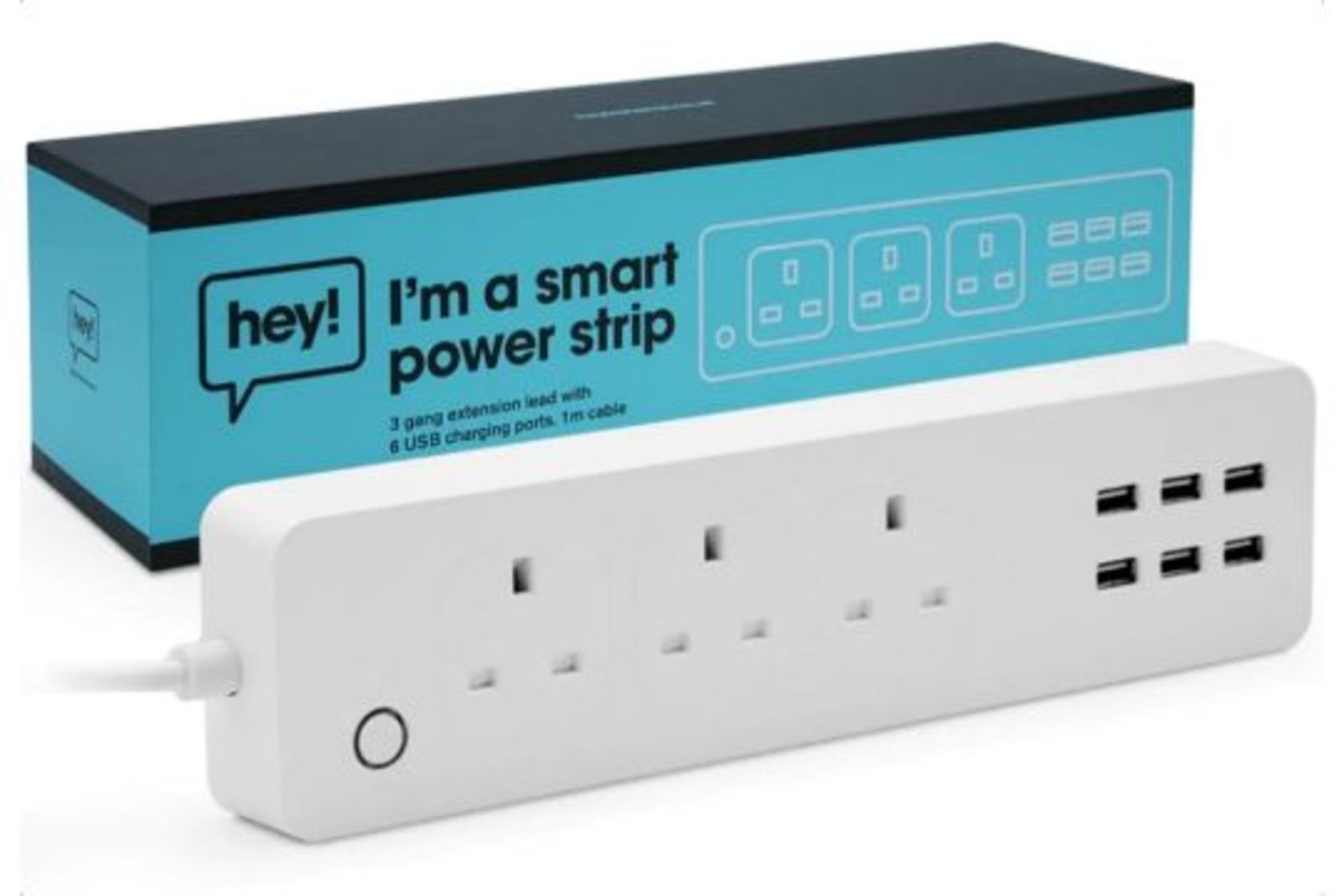 4x NEW & BOXED HEY! SMART Power Strip with USB Slots 1.5 Metre. RRP £39.99 EACH. Smart Power Strip