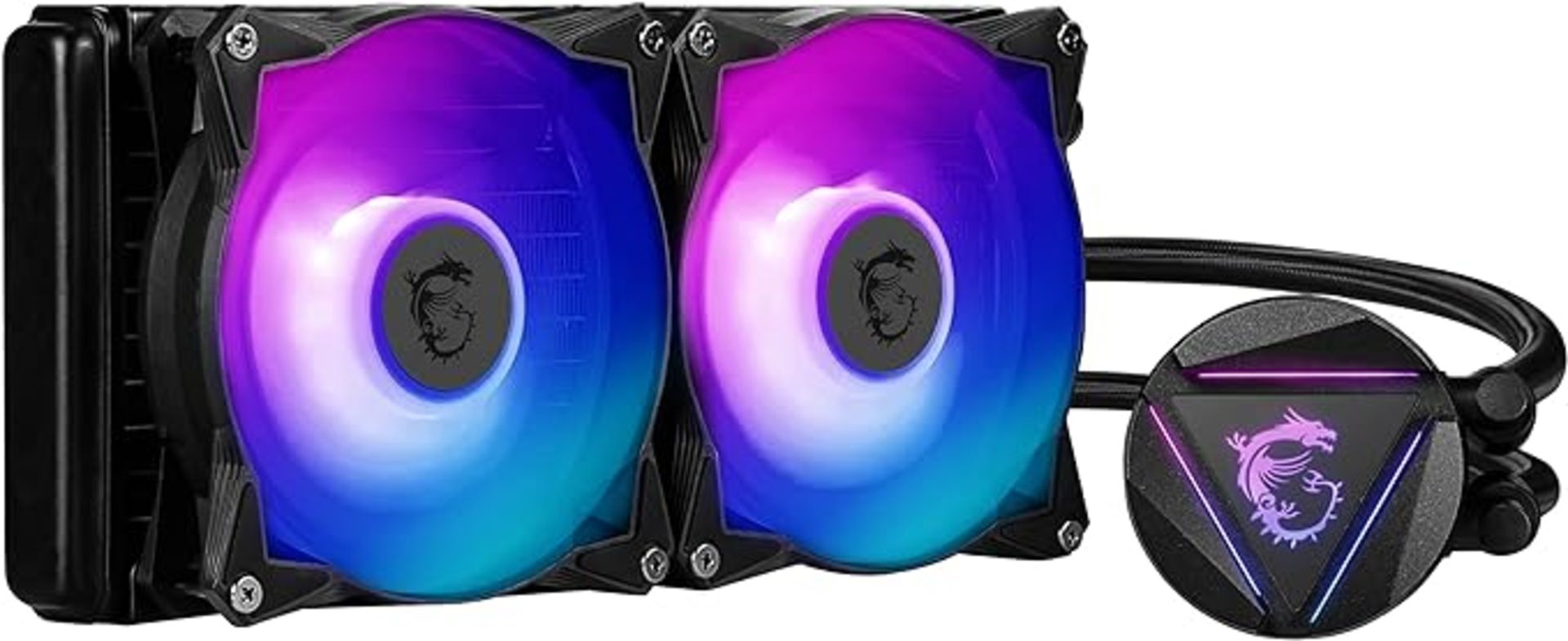 MSI MAG CORELIQUID 240R V2 AIO CPU Liquid Cooler - P4. Rotatable ARGB Blockhead, Integrated Radiator