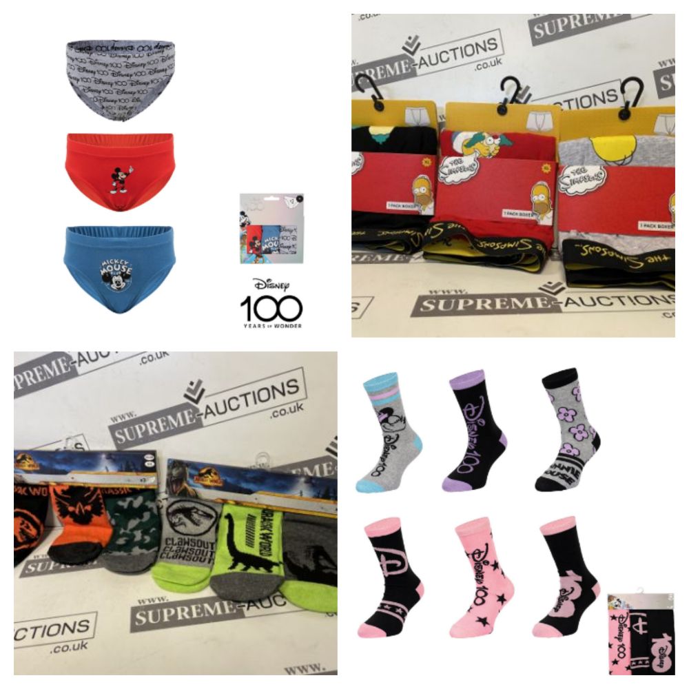 Liquidation of Branded & Licenced Goods - Socks, PJs, Boxer Shorts & Much More! *NO VAT ON HAMMER*