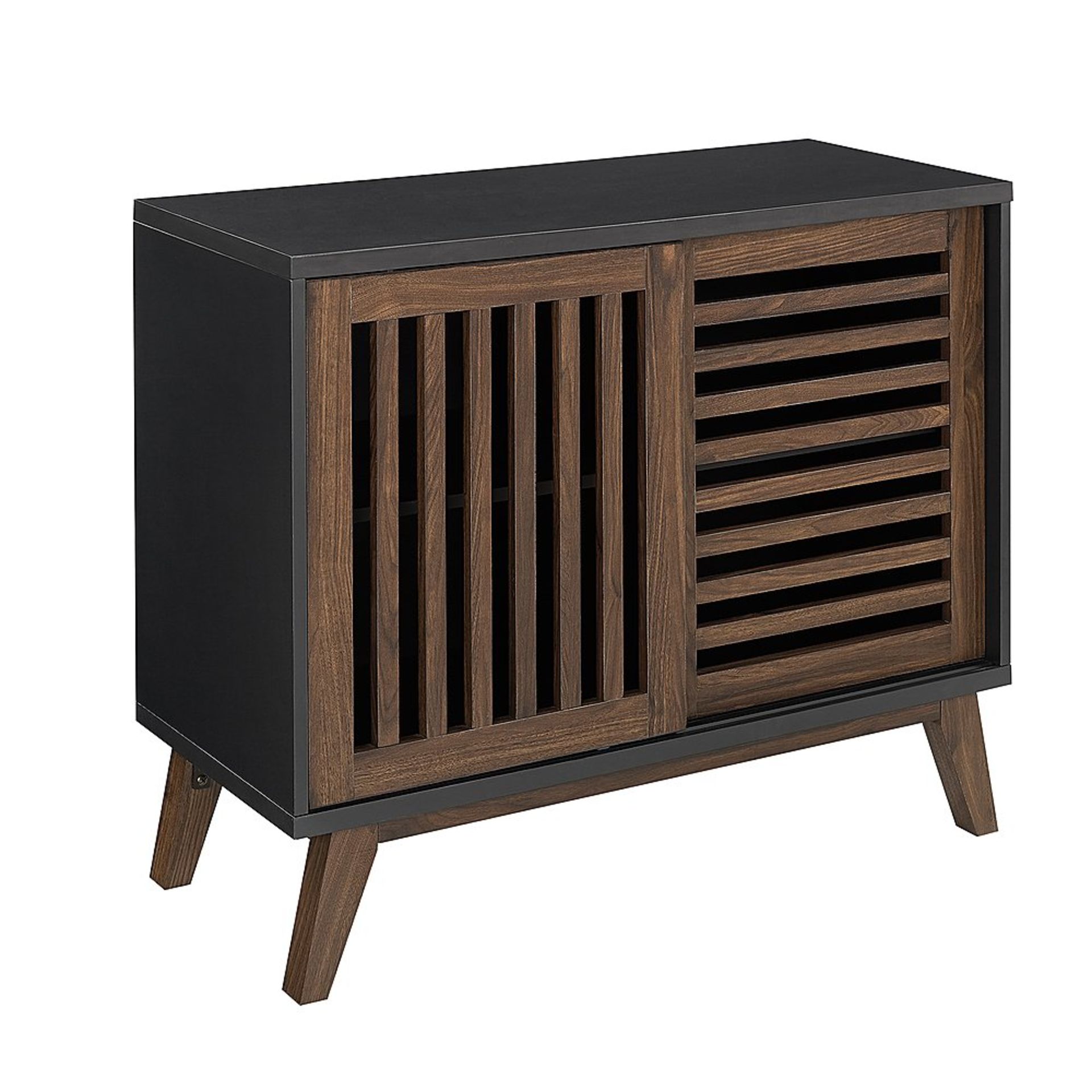 BRAND NEW WALKER EDISON MODERN 36 INCH SLAT DOOR ACCENT CONSOLE TABLE BLACK/DARK WALNUT RRP £149 C2 - Image 2 of 3