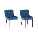 Dining Chair Set of 2 Velvet Blue SOLANO - RRP £209.99 - ER47