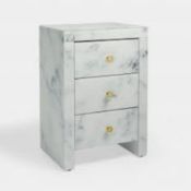 2 X BRAND NEW LUXURY MODERN MARBLE 3 DRAWER BEDSIDE TABLES RRP £288 EACH R12-15