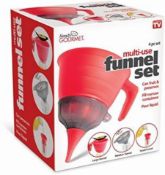 50 X BRAND NEW 3 IN 1 SMALL, MEDIUM, LARGE KITCHEN FUNNEL SET AND HANDLE FOOD LIQUID HANDY GOURMET