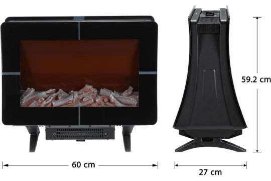 BRAND NEW 4 SETTING, TEMPERATURE ADJUSTABLE BLACK ELECTRIC FIRE R18-9 - Image 3 of 4