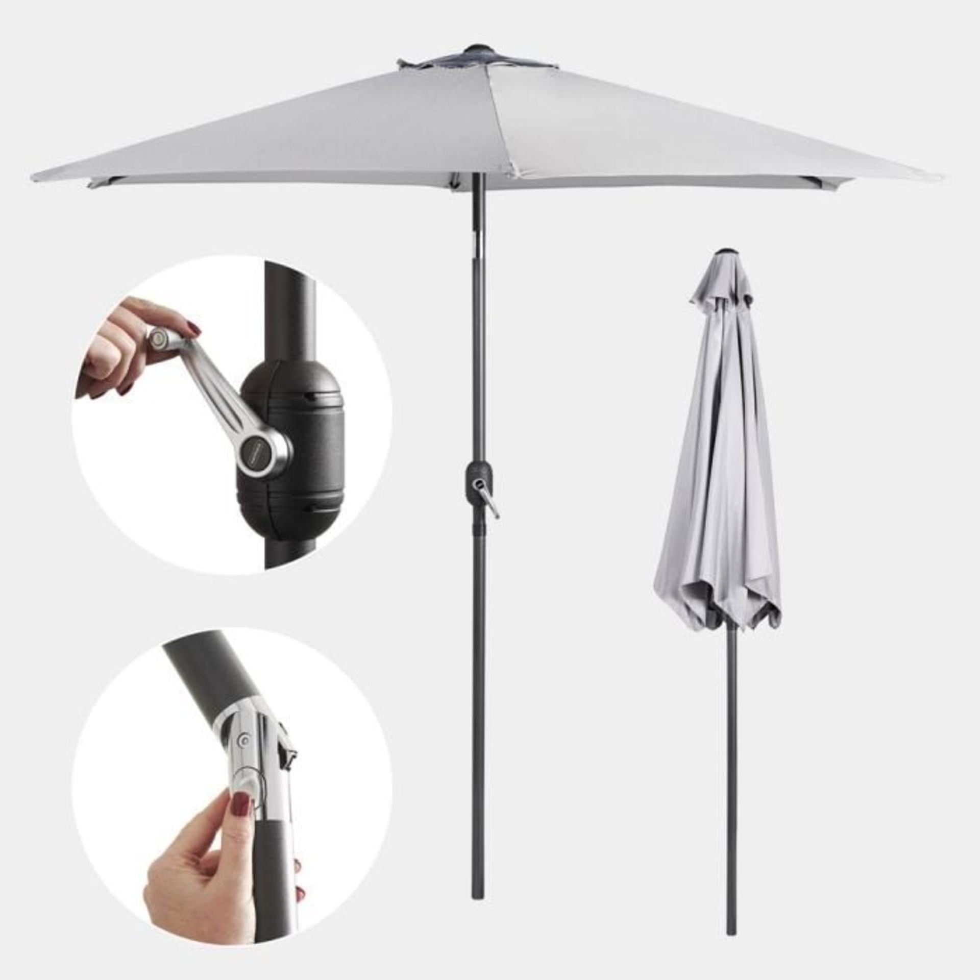 Grey 2.7m Steel Garden Parasol - ER53