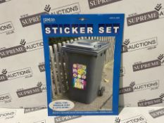 500 X BRAND NEW PACKS OF WHEELIE BIN STICKERS (DESIGNS MAY VARY) R16