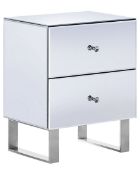 Nesle 2 Drawer Mirrored Bedside Table. - R13a.9. RRP £219.99.