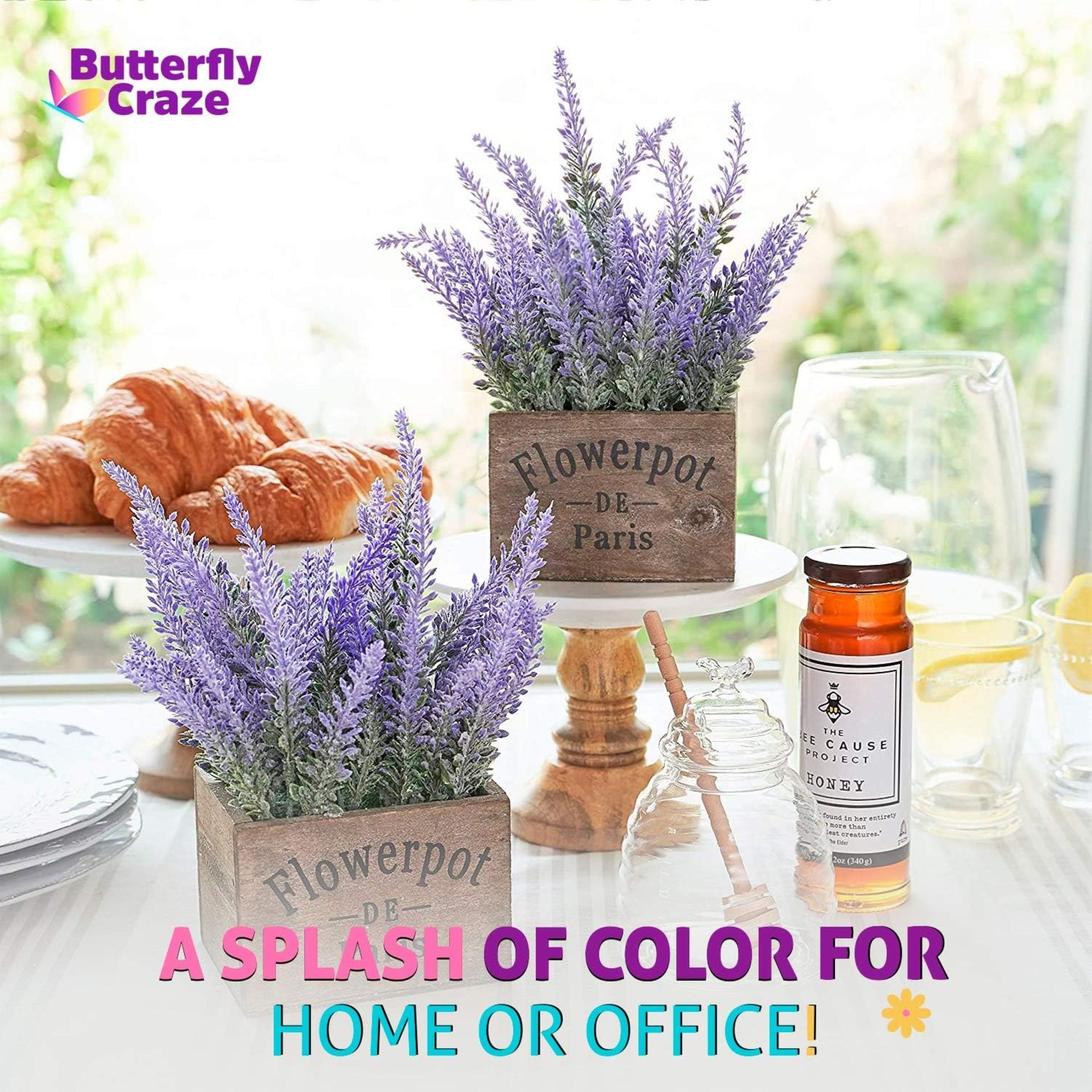 Pallet To Contain 144 x New & Boxed Sets of 2 Butterfly Craze Artificial Lavender Plants in Rustic - Image 8 of 9