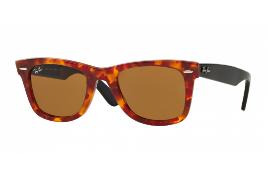 NEW & PACKAGED RAY-BAN Original Wayfarer Fleck Sunglasses - RED TORTOISE/BLACK WITH GREEN LENSES.