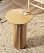 Maru Oak Round Side Table, Oak. - ER20. RRP £149.99. Featuring fluted base made from solid oak,