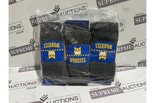 TRADE LOT 180 X BRAND NEW PAIRS OF WORKIES PREMIUM WORK SOCKS (DESIGNS MAY VARY) LPT - Image 1 of 2