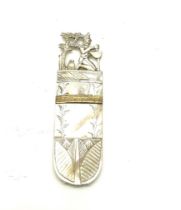 Antique mother of pearl needle case, late 18th early 19th century, depicting a Napoleonic French