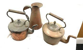 2 Large copper kettles and a water jug