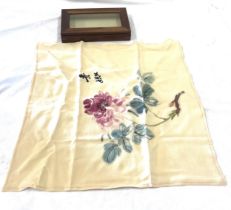 Rose patterned silk handkerchief. A gift from Zhang Daqian to his lover kimiko yamada, drew in 1958,