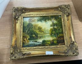 Vintage gilt framed oil on board 14 inches by 12 inches