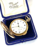 Gentlemans gold plated quarter repeater pocket watch, diameter of case 5.2cm, winds and ticks,