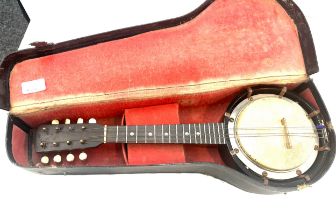 Vintage cased banjo, made in england