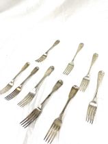 Selection of Georgian silver forks, total weight 590 grams