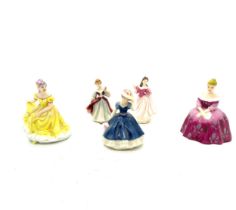 5 Miniature ladies to include Royal Doulton, tallest measures 2.5 inches