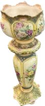 Vintage jardiniere on stand overall height 42 inches, base has sustained damage