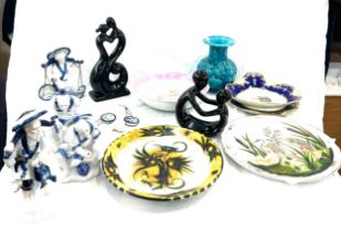 Large selection of miscellaneous includes vases, plates, Newlyn Celtic pottery Phoenix plate,