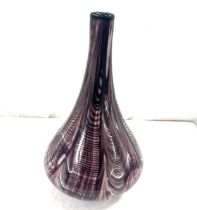 Purple detailed possible Murano glass vase, overall good condition, approximate height 14.5 inches