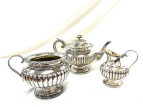 Antique silver Martin, Hall & Co (Richard Martin & Ebenezer Hall) sugar bowl and milk jug along with