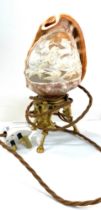 Vintage Italian carved conch shell lamp, rewired, classical chariot scene