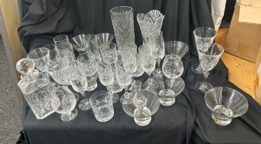 Large selection of glassware to include vase, glasses etc