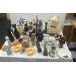 Large box of assorted cat collectables cookie jar, ornaments etc, large quantity