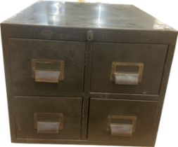 Vintage four drawer metal storage cabinet measures approx 14 inches tall 20 inches wide 16 inches