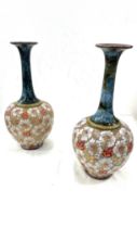 Pair of Royal Doulton hand painted lambeth ware vases, height 16 inches