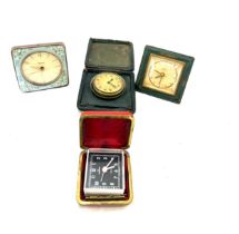 Selection of vintage and later travel clocks