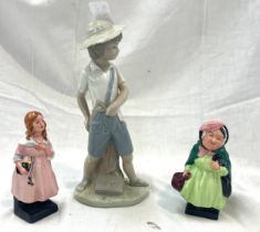 Royal Doulton Little Nelle, Royal Doulton Sairy gamp, Nao boy with cataplut, all in good overall