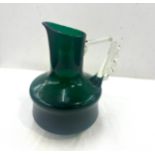 Hand blown green coloured jug , possibly a Jozef Gorski piece, approximate height 9.5 inches