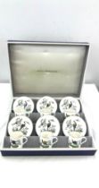 Royal Worcester cased set of 6 duo's / cups and saucers, Pheasant Demitasse 2622