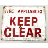 Vintage Fire Appliances keep clear sign measures approx 15 inches wide by 12 inches tall