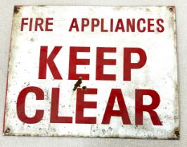 Vintage Fire Appliances keep clear sign measures approx 15 inches wide by 12 inches tall