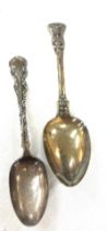 2 Antique silver ornate spoons, total weight 95 grams