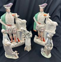 2 Victorian slap back fiures and a selection of lladro figures , af