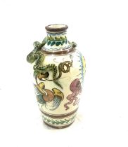 Vintage majolica hand painted vase, marks to base, height 7 inches